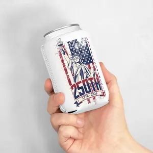 Lady Liberty God Bless America Can Cooler, Patriotic Sleeve for 250th Anniversary, July 4th, BBQs, Tailgating, USA, Home of the Brave