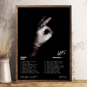 Drake Iceman Album Poster, Drake Wall Art, Hip Hop Album Cover Print, Rap Music Poster, Drake Fan Room Decor (Unframed)