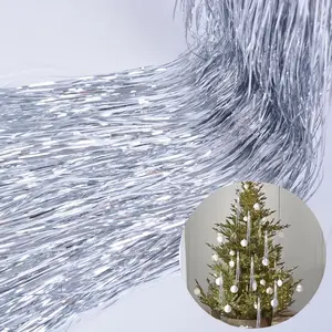 Tinsel Icicles 4000 Strands Metallic  Tinsel Christmas Tree Streamer Party Decoration 18 Inch Tinsel for Christmas Tree Icicles Indoor Outdoor Xmas  Year Disco Birthday Party Supplies