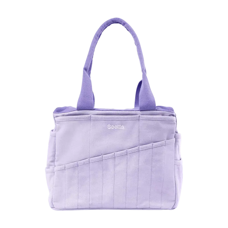 Soolla® Studio Bag, Lilac Love – 30-Pocket Canvas Organizer for Pottery, Art, Knitting & Crochet