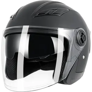 Adult 3/4 Open Face Motorcycle Helmet, Double Visor Motorbike Scooter Ebike Moped Cruiser Helmets for Men and Women DOT Approved