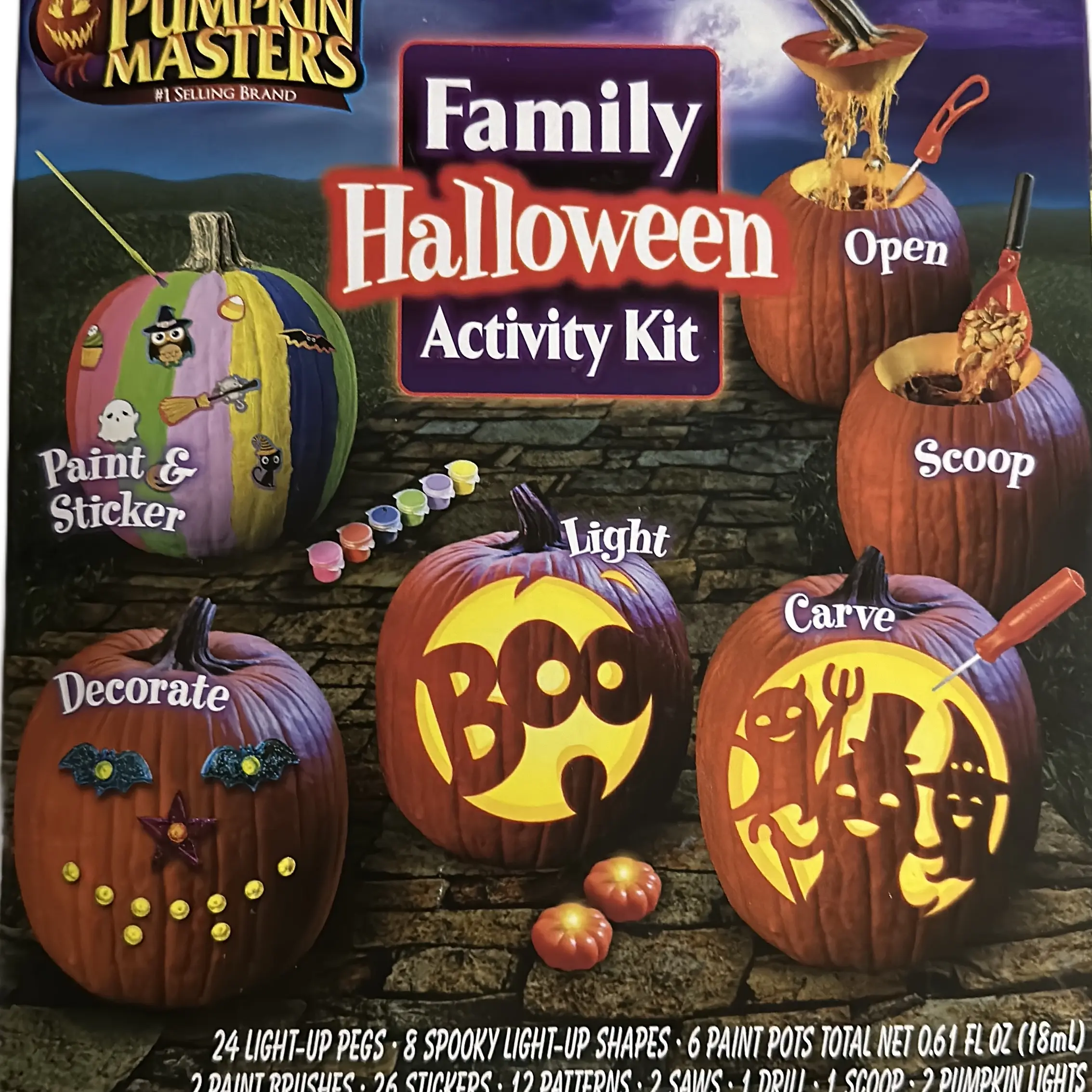 Decorate and Design Family Pumpkin Craft Carving Kit with paint and Shapes
