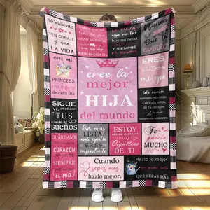 Language Pattern Blanket, Slogan Print Blanket, 1 Count Colorful Soft Warm Nap Throw Blanket, Air-conditioned Room Blanket for Home Office Travel Dormitory Camping