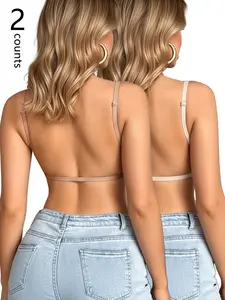 Women's U-Neck Seamless Backless Bra, Adjustable Straps, Wireless Push-Up Lingerie, Ideal for Weddings & Parties, Daily Wear