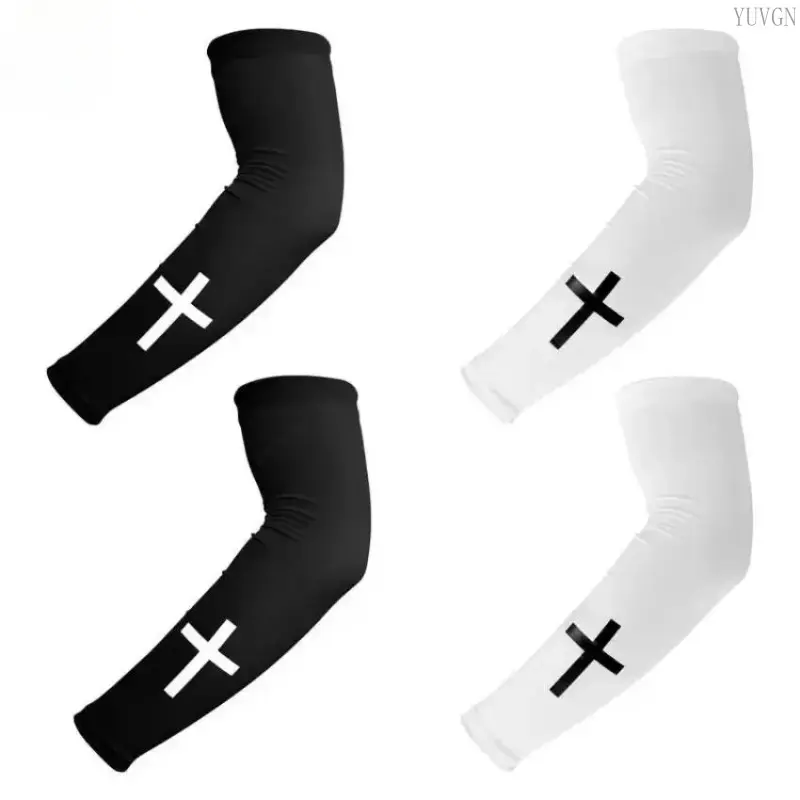 Cross Pattern Compression Arm Sleeves, stretch breathable polyester sport arm covers for all seasons.Non-slip sweat-absorbent arm warmers, effective muscle support and sun protection.Ideal for basketball, football, running, cycling and outdoor training. s