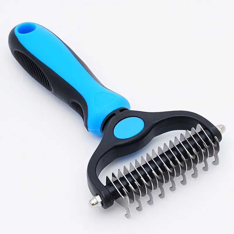 Large stainless steel pet comb, double-sided cat and dog comb, cleaning and grooming hair removal comb, pet supplies detangling comb