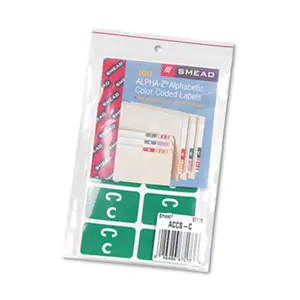 Smead  Alpha-Z Color-Coded Second Letter Labels- Letter C- Dark Green- 100/Pack