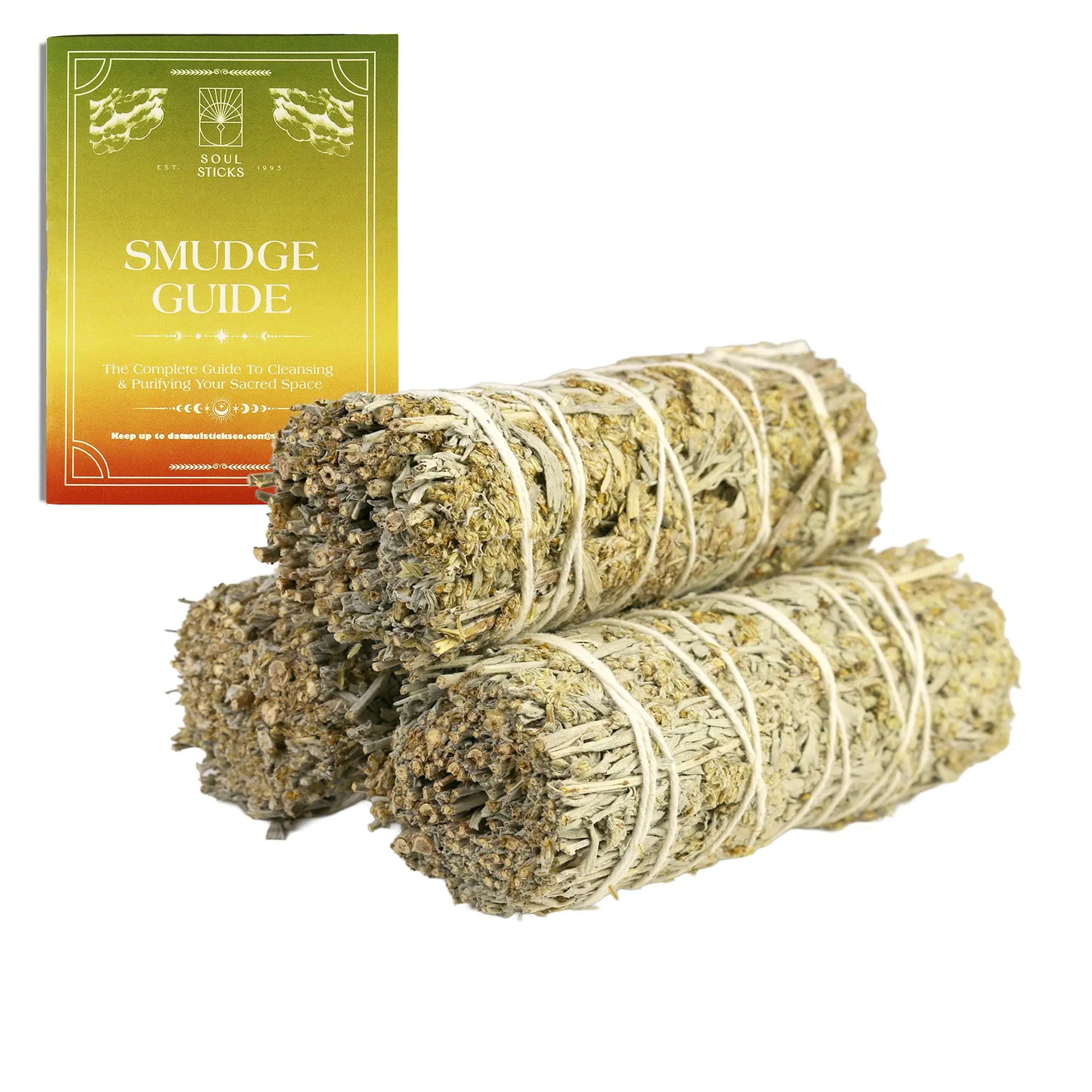 Blue Sage Smudge Sticks with Smudge Guide (3 PK) Aroma Blend Scented Aromatherapy Scent Diffuser