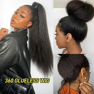 【NEW IN】FORGIRLFOREVER Kinky Straight Lace Frontal Wig Invisi-Drawstring Bleached Knots 360 Wear Go Glueless Wig Pre-Cut HD Lace Human Hair Wigs