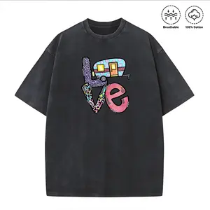 Washed T-shirt Love Camper Shirt,Camping Shirt, Travel Trailer Shirt,Happy Camper Shirt for Women,Adventure Shirt for Her,Travel Gift Cute Camping Shirt