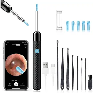 X-KCK01  Ear Wax Removal - Earwax Remover Tool with 8 Pcs Ear Set - Ear Canal Cleaner with 1080P Camera - FSA HSA Eligible - Ear Cleaning Kit with 6 Ear Spoon - Ear Camera for iOS & Android (Black)