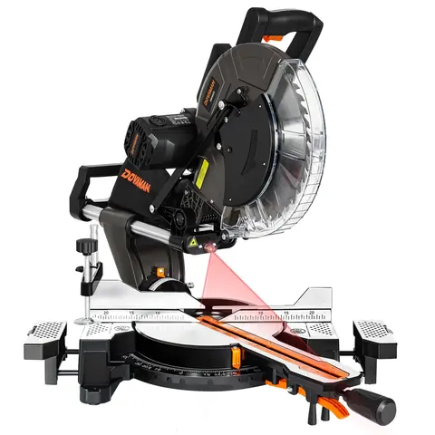 【ToolUpgrade】DOVAMAN 12-Inch Dual-Bevel Miter Saw with 15A Motor, 3800RPM, Ambidextrous Operation, 4.2x13in Cutting Capacity, Laser Guide, 0-45° Bevel & Miter Cuts, Ideal for Construction Work & Home Improvement (Full Kit Included)