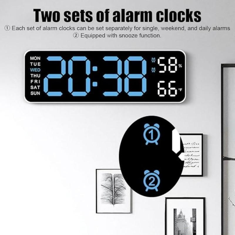 【TikTok Hot Seller】Decorative LED Digital Wall Clock - Bedroom Alarm with Temperature, Countdown Timer, Auto Dimming & Snooze - 12/24H Display,for Home, Office & Dorm,USB & Battery Charging,Large Screen Wall Clock,Multifunctional Alarm Clock Gift