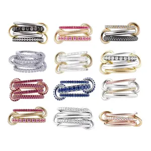 2025 New Golden Color 4 Cicle Stacking Rings for Women Micro Paved 5A Cubic Zirconia CZ Pink Stackable Band Finger Jewelry Couple Style
