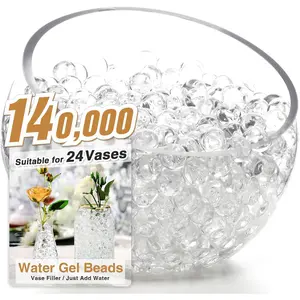 140,000 Clear Water Gel Beads for Vases, Transparent Water Gel Beads for Vase Filler, Candles, Wedding Centerpiece Floral Decorations