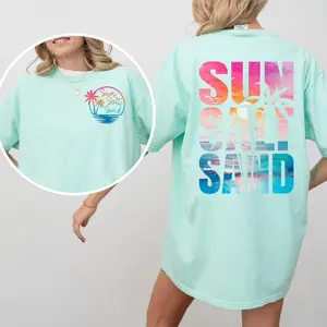 Sun Salt Sand T-Shirt Comfort Colors Summer Everyday Style Short Sleeve love casual comfortable super soft relaxed fit unisex Sizing womenswear Streetwear  vintage Crewneck Printed Loose Graphic beach aesthetic, summer outfit inspo, salty air, vacation