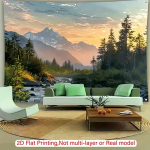 1pc Nature Scenery Tapestry - Serene Mountain & River Landscape, 2D Flat Printing, Polyester, Ideal for Living Room, Bedroom, Photography Studio, and Party Decor, Perfect Gift for Home or Office, Mountain Wall Art
