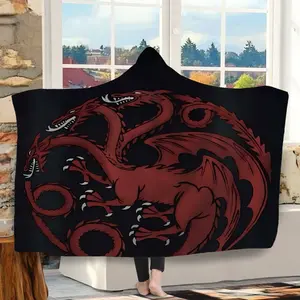 Game of Thrones Targaryen Dragon Emblem Hat Blanket, Digital Print Flannel Throw, Soft Warm Blanket for Sofa Home Leisure Air Conditioning Nap