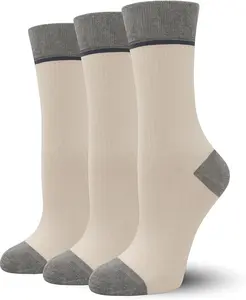 SERISIMPLE Viscose Bamboo Womens Crew Socks Dress Chic Colorblock Striped Design Retro Colorful Soft Comfort, Stylish 3 Pairs