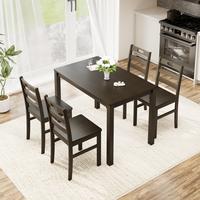 Dark Brown Table + 4  Brown Chairs (No Cushion)