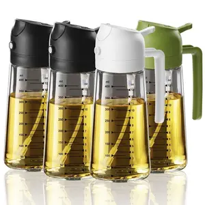 4-Pack Oil Sprayer & Pourer for Kitchen - 470ml Olive Oil Dispenser Bottle, Fine Mist Oil Mister for Air Fryer, BBQ, Salad & Meal Prep - Precision 0.15g Portions, BPA-Free Glass, Leak-Proof & Healthy Cooking