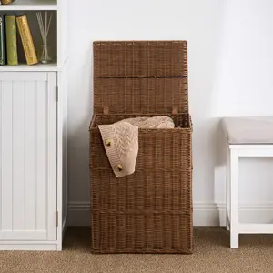 Joseph Rectangular Woven Resin Wicker Laundry Basket & Clothes Hamper, 17.3"x13.8"x23.6" Espresso Brown, Stylish Durable Design, Breathable Mildew-Preventing Material, Outdoor Use, Wicker Clothes Hamper