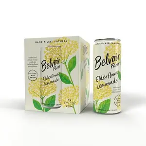 Belvoir Farms Sparkling Elderflower Flavored Lemonade | Delicious On It's Own Or As A Mixer | Product of The UK | 4 Cans, 8.4 fl oz (250mL)