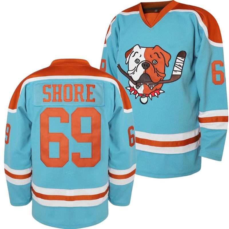 Men'S #69 Shore Sudbury Blueberry Bulldogs Embroidered Hockey Jersey, Breathable And Comfortable, Featuring Patterned Numbers And Names, Suitable for Hockey