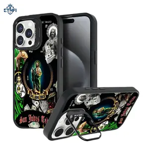 Religious Art God Bless The Virgin Mary Dollar Pattern COOL Fashionable Tough Magnetic Durable Metal lens frame Film Bracket Stand Gift Full Protection Camera Holder phonecase Cover For iphone case 17 16 15 14 13 12 PRO PLUS shockproof mobile