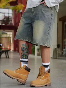 Men's Vintage Washed Denim Shorts High Street Street Style Oversized Fit Casual Everyday Wear Outdoor Shorts For Men summerwins,summerwins