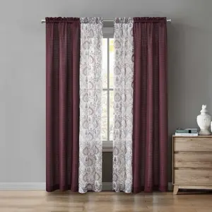 Curtains and Sheers Set, 4 Panel, 27.5" W x 84” L