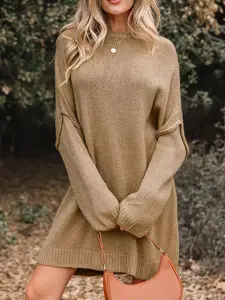 Oversize Drop Shoulder Slouchy Sweater Dress