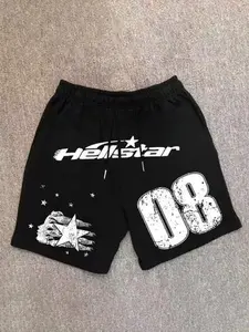 Men's Black Casual Numerical & Letter Print Sports Shorts