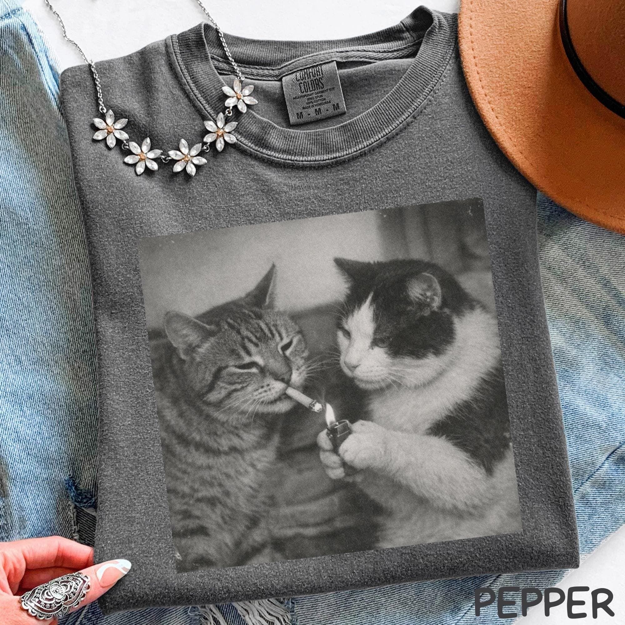 Comfort Colors Retro Funny Cat Shirt, Dark Humor Cat Lover T-shirt, Parody Tee