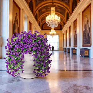 2 Realistic Faux Hanging Flowers, Imitation Geranium Plants for Outdoor Decoration, Lifelike Artificial Flower For Outside, Porches, Patios, Weddings and Holidays, Fake Hanging Plants