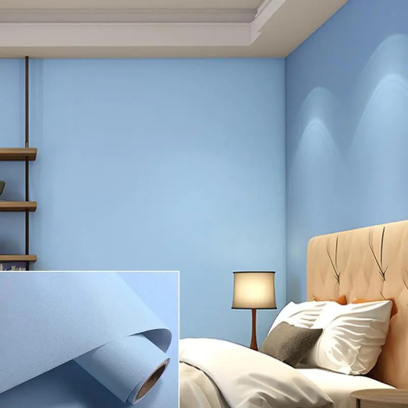 Solid Color Design Wallpaper, Textured Wall Paper, Self-adhesive Waterproof Wall Sticker, Wall Decor for Home Living Room Bedroom, Modern Home Interior Decor Supplies Blue