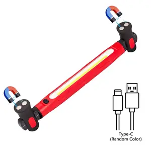 2-in-1 Rechargeable LED Work Light - Adjustable, Cordless, Magnetic Mechanic's Light with Hooks for Car Repair, Garage, Workshop & Emergency Use, 5000mAh USB-Powered Lithium Battery, Red & Black Design, Garage Essentials | Flexible Positioning Design