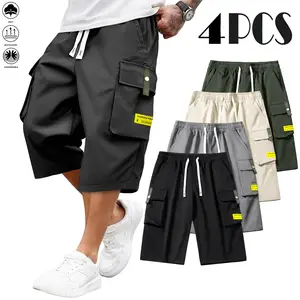 Men's Large Pocket Cargo Cropped Pants, Casual Loose Fit 7/8 Length Utility Bottoms with Slight Stretch, Breathable Lightweight Trousers for Summer, Hiking & Daily Streetwear