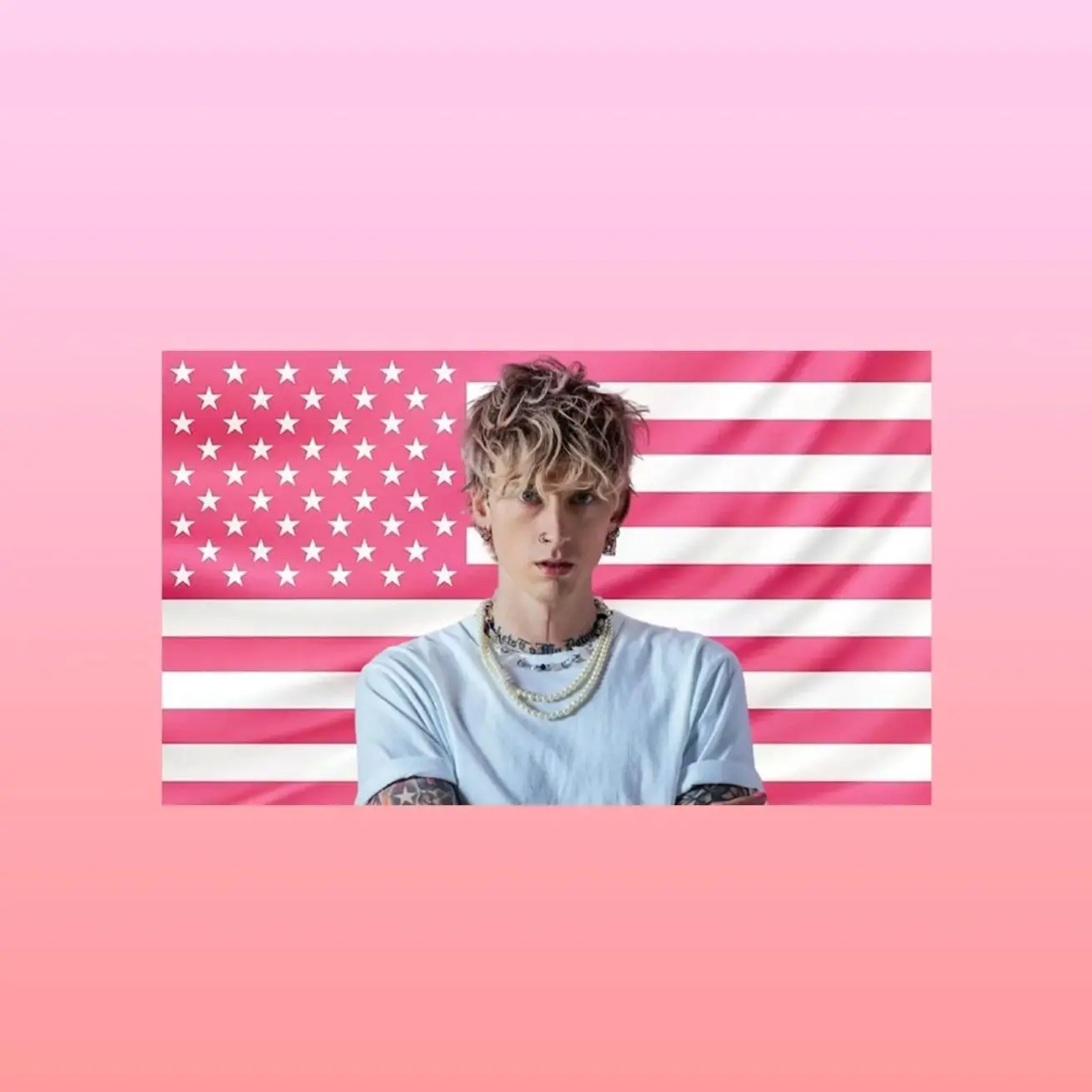 MGK Pink American Flag Tapestry – Machine Gun Kelly Wall Art | Aesthetic Rap Rock Room Decor Flag