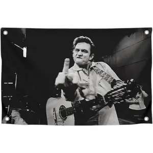 3x5 Ft The Man in Black Single Sided Flag  - America Country Singer Polyester Banner for Outdoor or Indoor - Wall Tapestry Poster Signs Decorations for Bedroom or College Home Textile