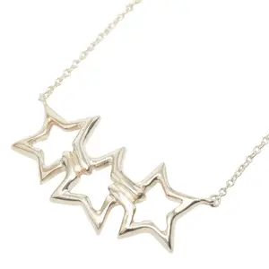 Pre-owned Tiffany & Co. Sterling Silver 925 (Ag925) Small Leather Goods Triple Star 925 Silver Necklace