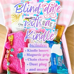 Blind Date with a Kindle Box | Blind Date with a Book | Kindle Insert, Magnetic Kindle Grip, Chain Charm, Dust Plug Charm and more!