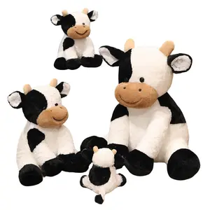 Cute Bean Cow Plush Toy, Cute Cow Design, Long Horn Animal Soft Skin-Friendly Fuzzy Toy, Cuddly Stuffed Animal, Perfect Gift for Kids' Birthday Festival