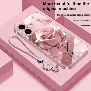 Suitable for [iPhone 16] high-end phone case，a beautiful four-leaf clover lanyard is included,exquisite and high-end design,a variety of colors are available for you to choose from YM99