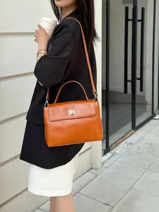 High-Quality Top Grain Leather Handbag, Women's Shoulder Bag, Detachable Adjustable Strap, Versatile Carry Options, Fashionable Commute Date Shopping, Leather Satchel