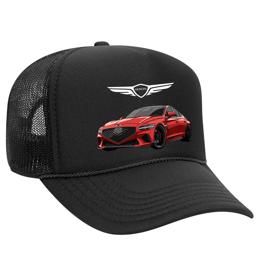 Black Threadz Genesis G70 Snapback Hat for Men - Premium Breathable Baseball Cap with an Adjustable Fit for Car Shows, Male, Casual, Car Show, Car Merchandise