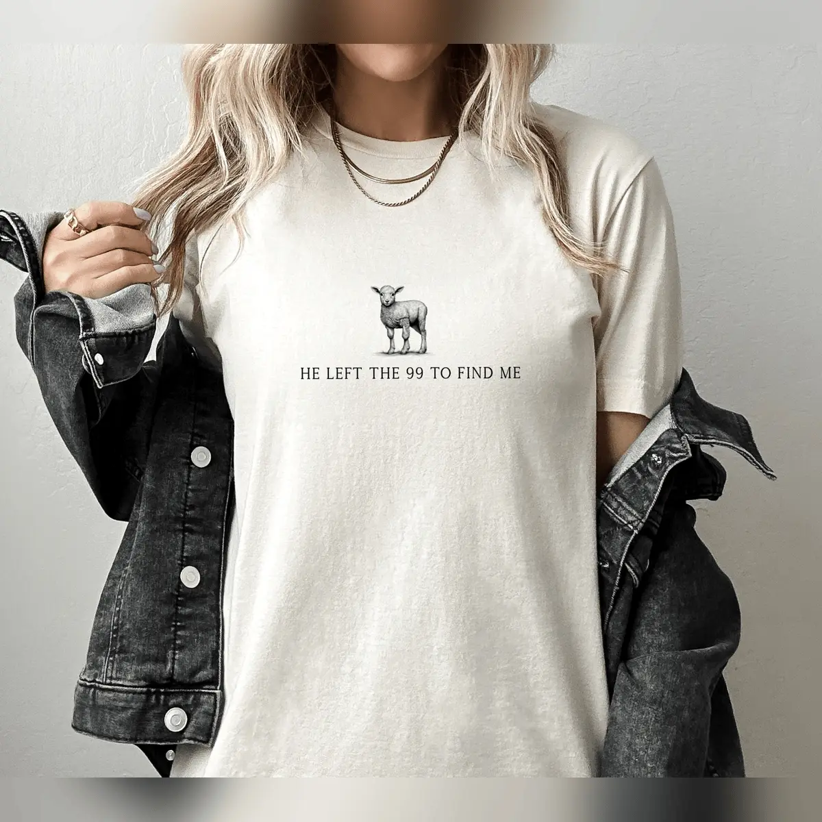 He Left The 99 To Find Me Christian T-shirt Christian Gift Retro Jesus Tee Everyday Cotton T-Shirt