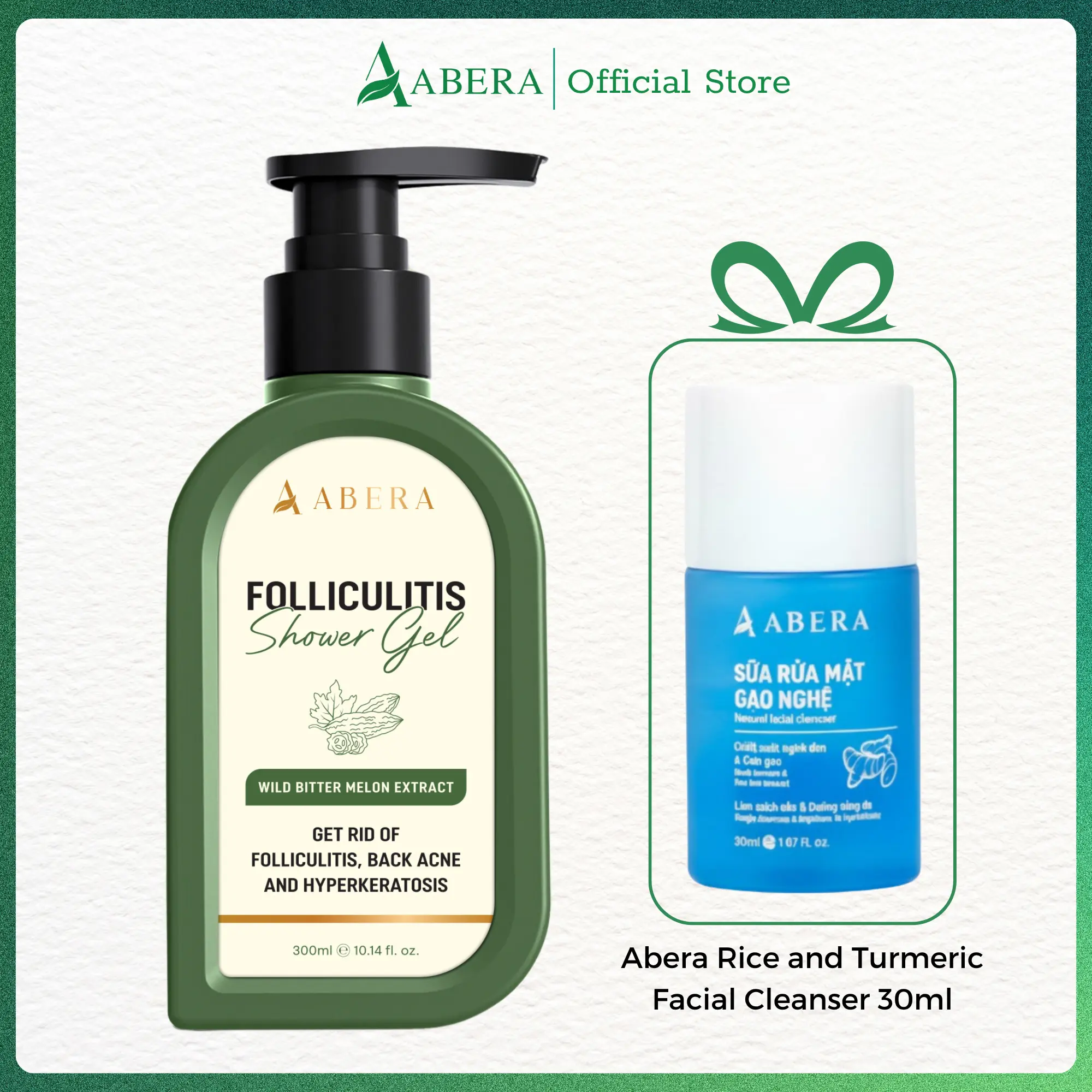 Abera Folliculitis Shower Gel - For skin with keratosis pilaris, folliculitis, chicken skin, strawberry skin