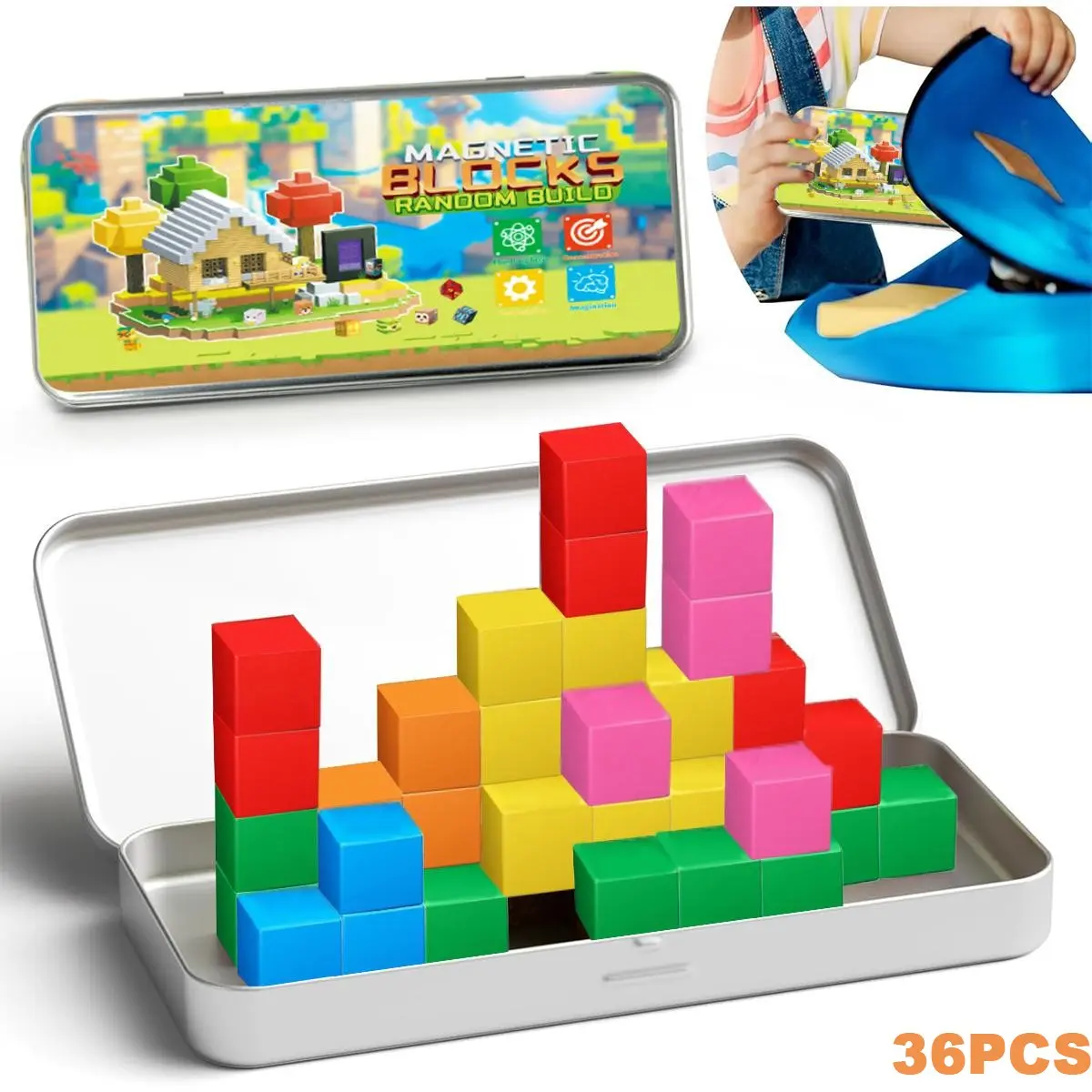 Magnetic Blocks Toddlers Toys 3D Magnet Cubes Toys Magnetic Building Blocks Set for STEM Construction Magnet Toys for 3 4 5 6 Year Old Kids Boys Girls Game