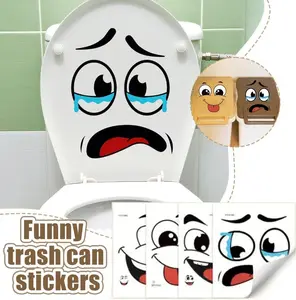 Funny Trash Can Stickers - Adorable Expressions for Bathroom Decor - Perfect for Adding a Touch of Fun to Your Space - Easy to Apply and Remove